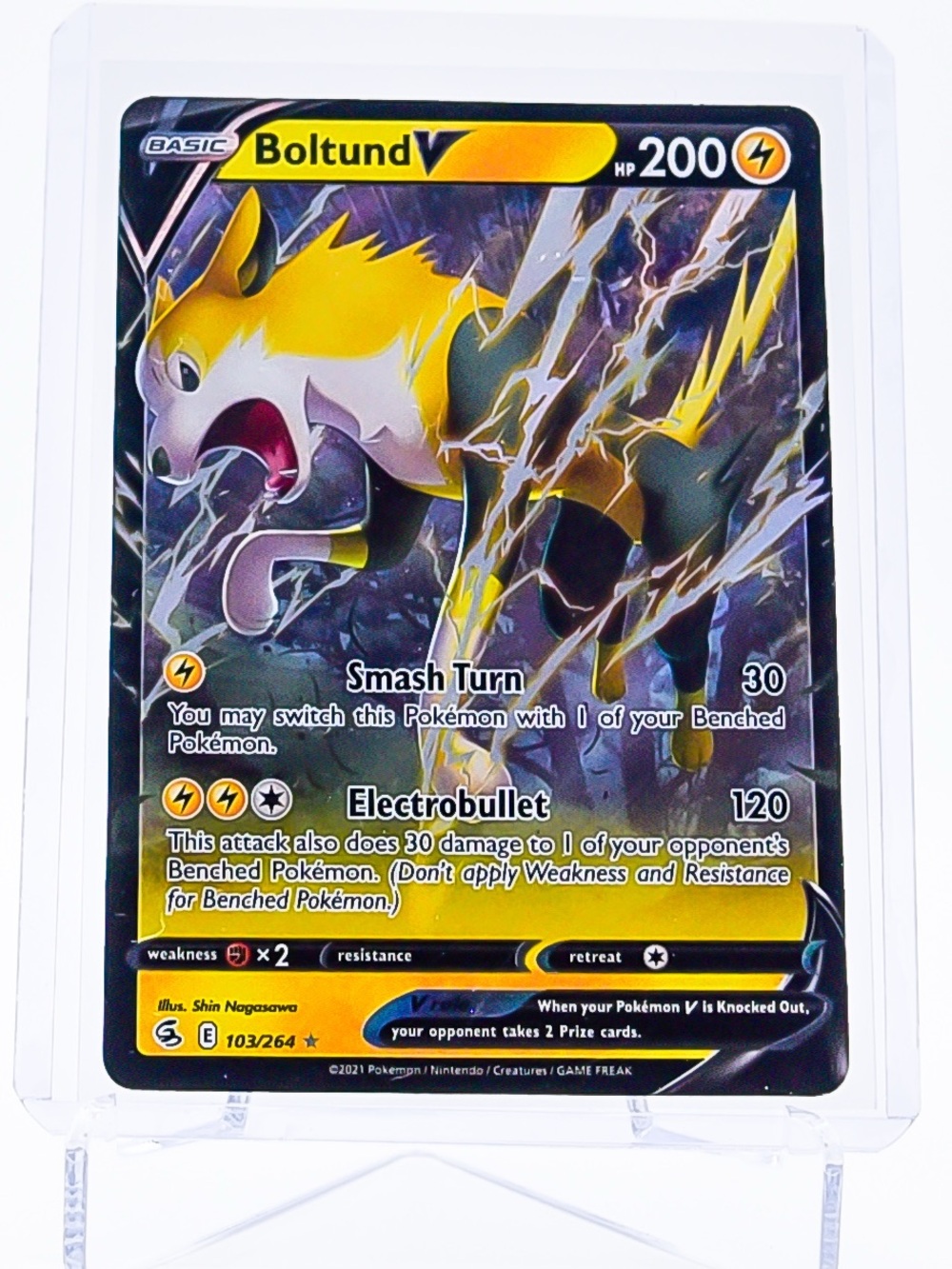Pokemon Card Boltund 103/264 V Ultra Rare Holo Fusion Strike NM